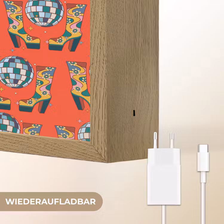 Rood - Disco - Patroon Light Box met batterij (Wandlamp) middel 907 -USP_websiteoplaadbaarDE