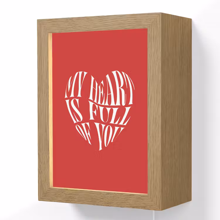 Rood - Hart- Tekst - Valentijn Light Box met kabel (Wandlamp) klein -3d