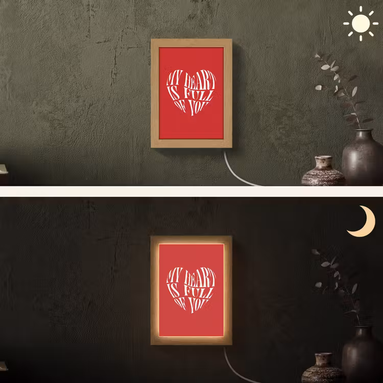 Rood - Hart- Tekst - Valentijn Light Box met kabel (Wandlamp) klein -sfeer3
