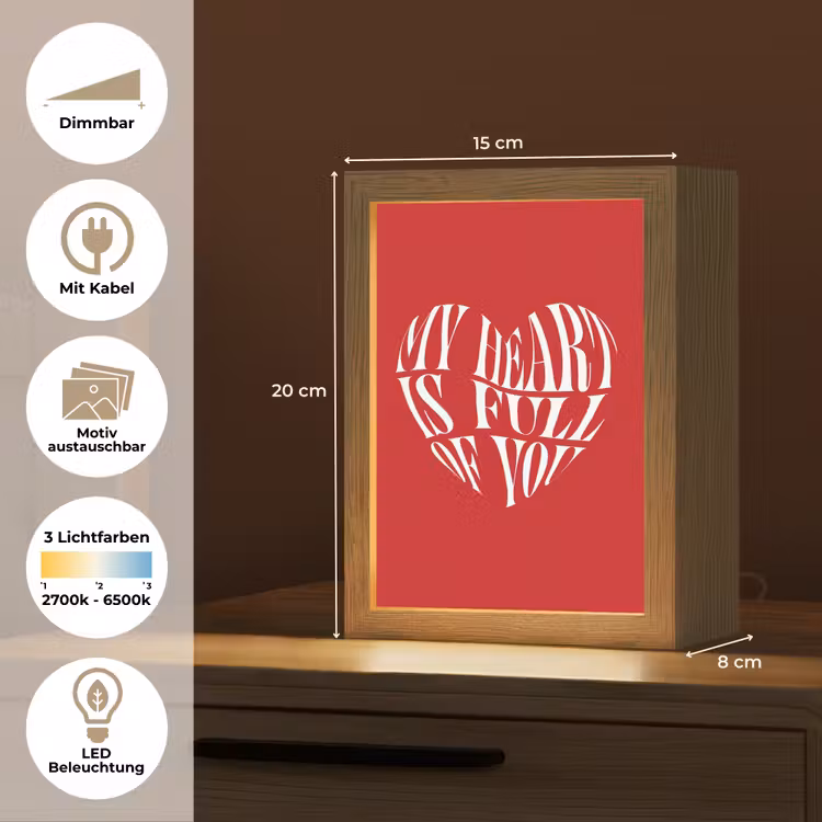 Rood - Hart- Tekst - Valentijn Light Box met kabel (Wandlamp) klein -USP_websiteoverzichtDE