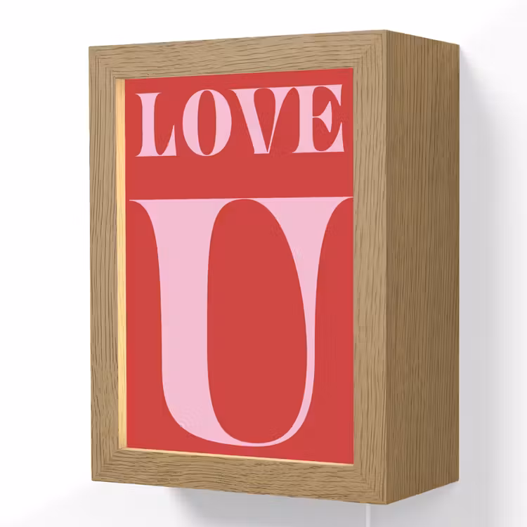 Rood - Love - Valentijn - Roze Light Box met kabel (Wandlamp) klein -3d