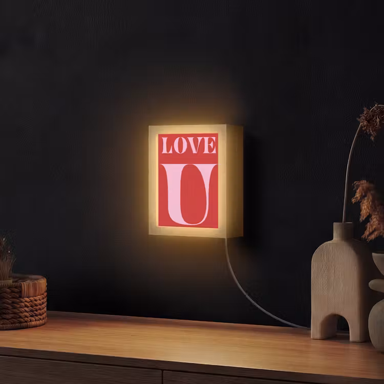 Rood - Love - Valentijn - Roze Light Box met kabel (Wandlamp) klein -sfeer1