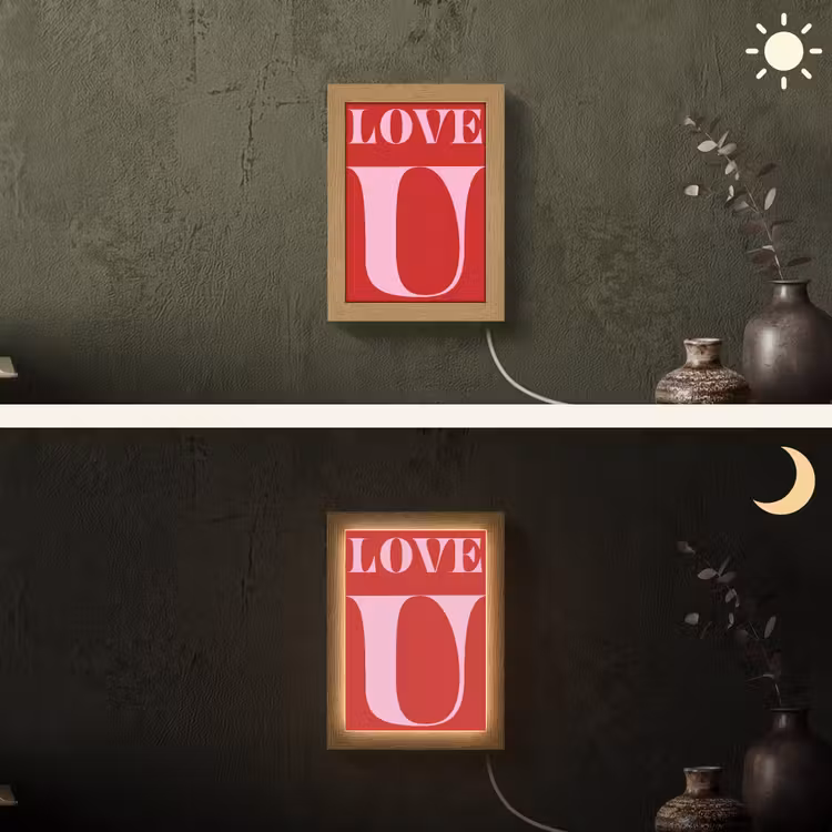 Rood - Love - Valentijn - Roze Light Box met kabel (Wandlamp) klein -sfeer3