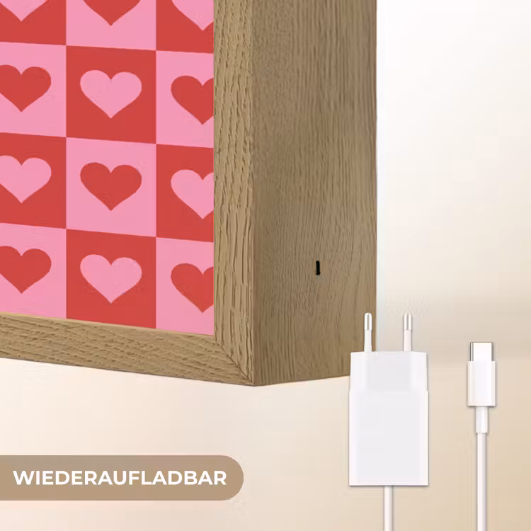 Rood - Roze - Schaakbord - Valentijn Light Box met batterij (Wandlamp) middel -USP_websiteoplaadbaarDE