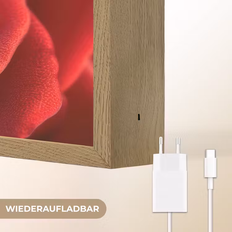 Rood - Roos - Romantisch Light Box met batterij (Wandlamp) middel -USP_websiteoplaadbaarDE