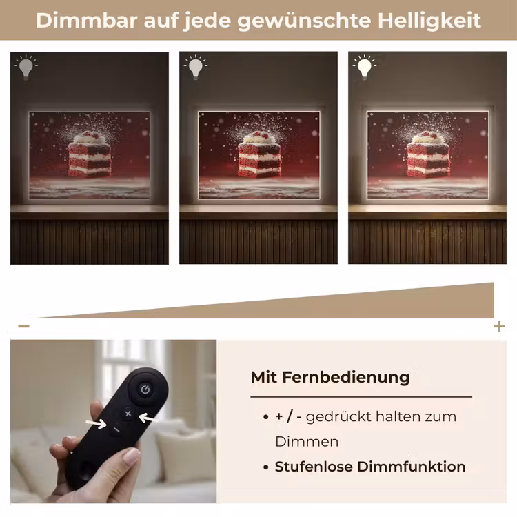 Rode - Velvet - Taart - Eten Light Box met batterij (Wandlamp) middel -USP_dimbaarDE