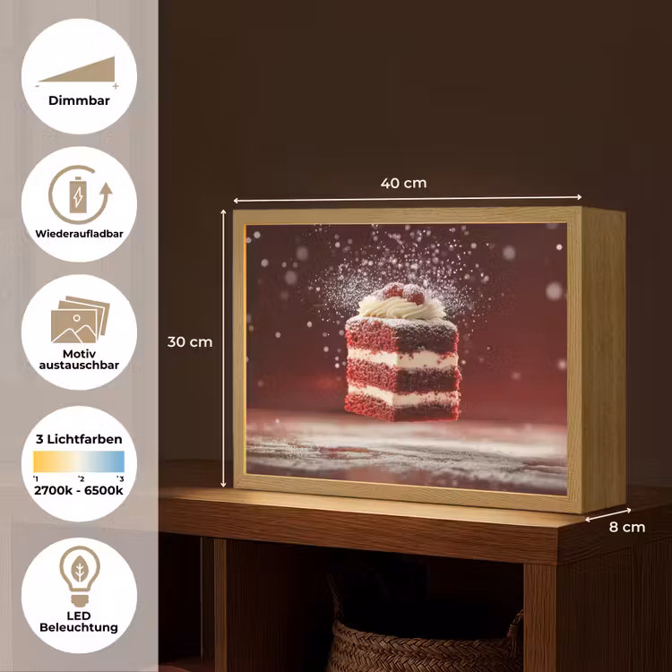 Rode - Velvet - Taart - Eten Light Box met batterij (Wandlamp) middel -USP_websiteoverzichtDE