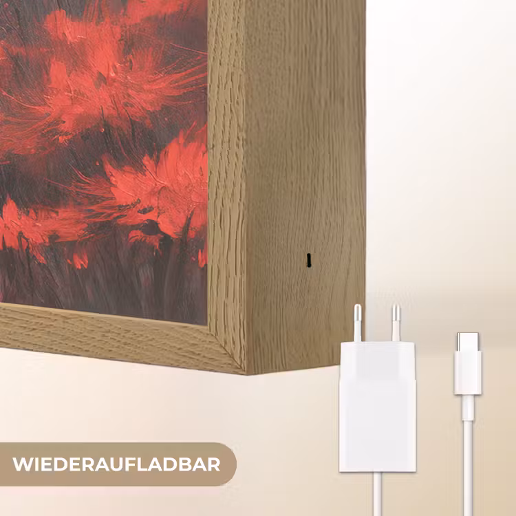 Rode bloemen - mistig - Man Light Box met batterij (Wandlamp) middel -USP_websiteoplaadbaarDE