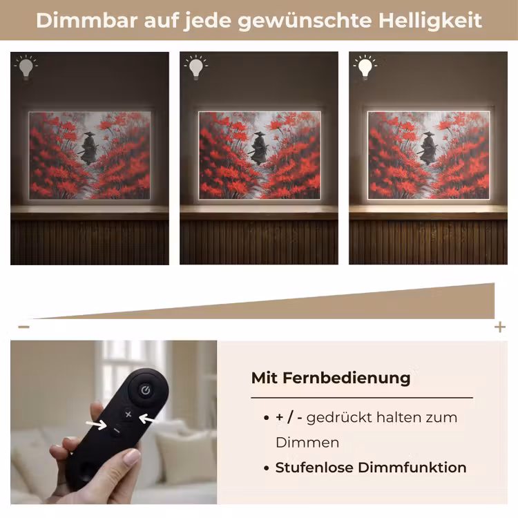 Rode bloemen - mistig - Man Light Box met batterij (Wandlamp) middel -USP_dimbaarDE