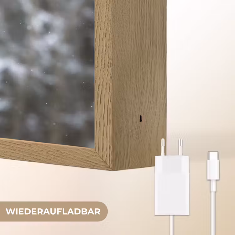 Hert - Winter - Sneeuw - Bos - Natuur - Dier Light Box met batterij (Wandlamp) middel -USP_websiteoplaadbaarDE