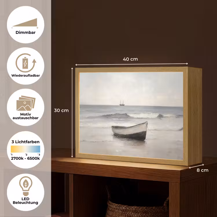 Roeiboot - Zee - Horizon Light Box met batterij (Wandlamp) middel -USP_websiteoverzichtDE
