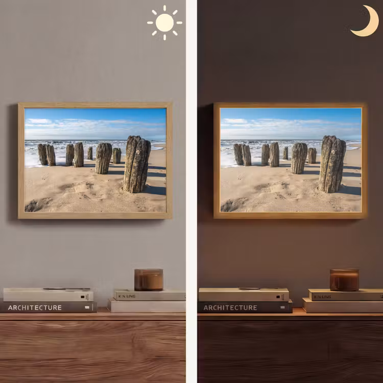 Zand - Strand - Paal - Water - Zomer Light Box met batterij (Wandlamp) middel -sfeer3