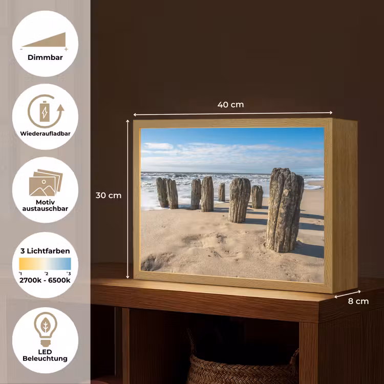 Zand - Strand - Paal - Water - Zomer Light Box met batterij (Wandlamp) middel -USP_websiteoverzichtDE