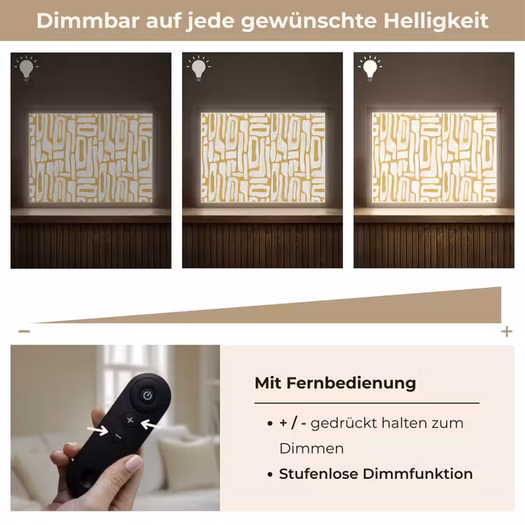 Zandkleur - Wit - Patroon Light Box met batterij (Wandlamp) middel 907 -USP_dimbaarDE