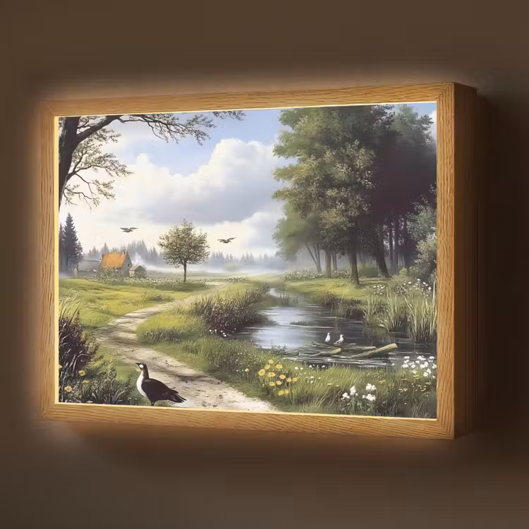 Zandpad - Groen landschap - Water Light Box met batterij (Wandlamp) middel -z3d_website