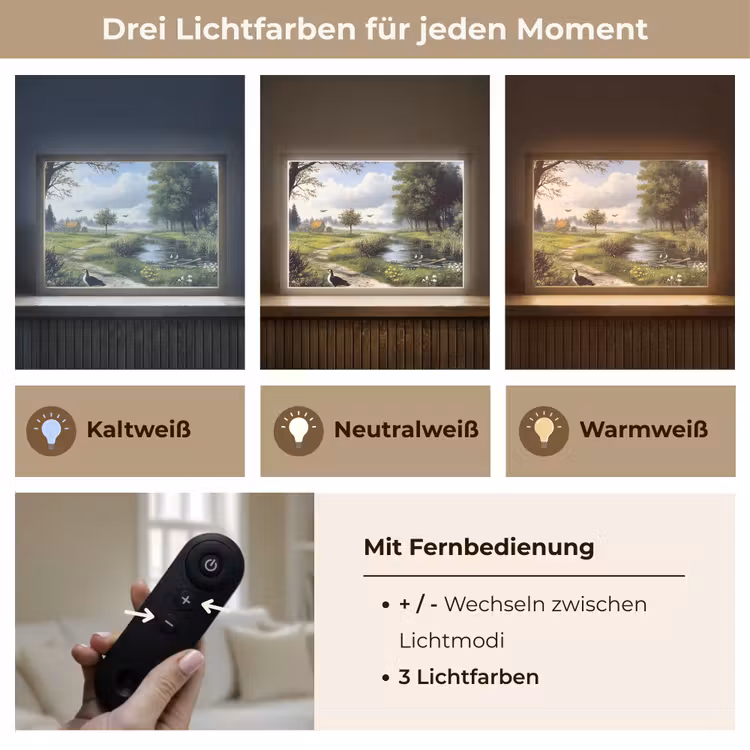 Zandpad - Groen landschap - Water Light Box met batterij (Wandlamp) middel -USP_lichtkleurDE