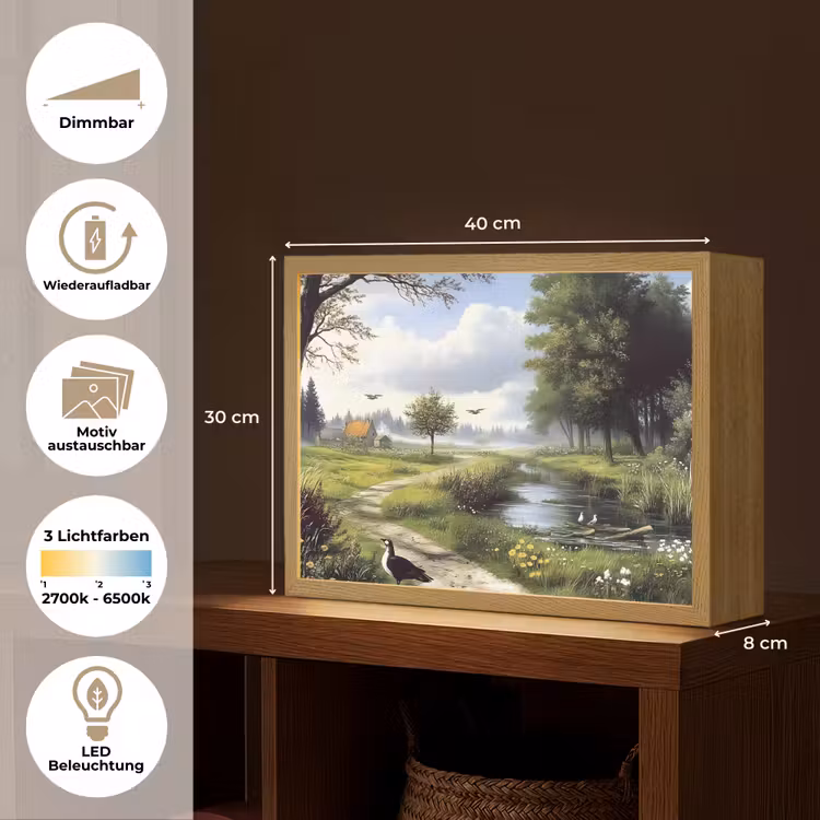 Zandpad - Groen landschap - Water Light Box met batterij (Wandlamp) middel -USP_websiteoverzichtDE