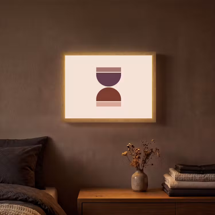 Zandloper - Symmetrisch - Rood - Paars Light Box met batterij (Wandlamp) middel -sfeer4