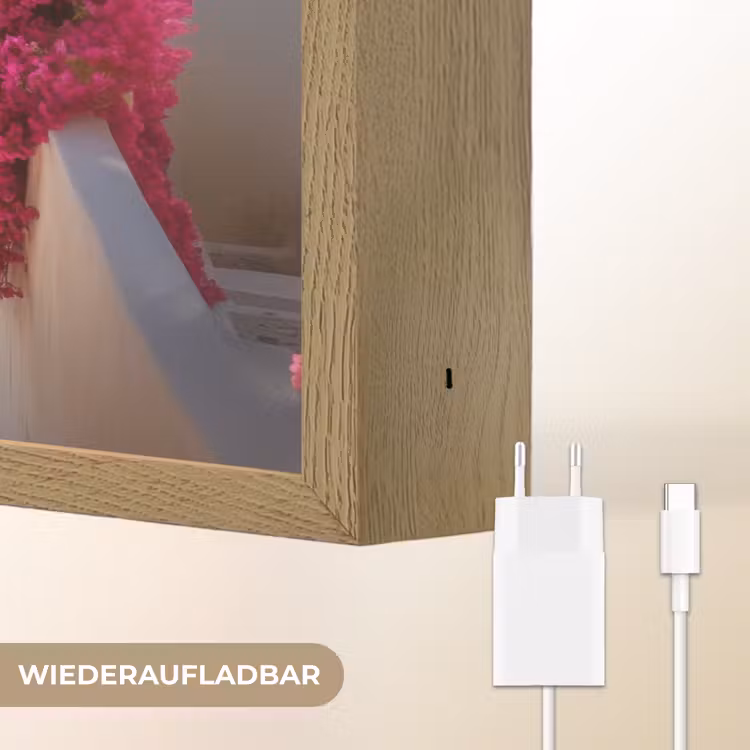 Santorini - Bloemen - Griekenland Light Box met batterij (Wandlamp) middel -USP_websiteoplaadbaarDE