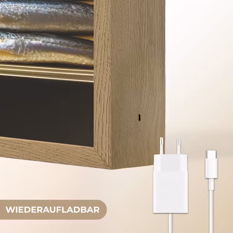 Sardines - Blik - Zwart - Vissen Light Box met batterij (Wandlamp) middel -USP_websiteoplaadbaarDE