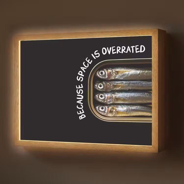 Sardines - Tekst - Vis - Blik Light Box met batterij (Wandlamp) middel -z3d_website