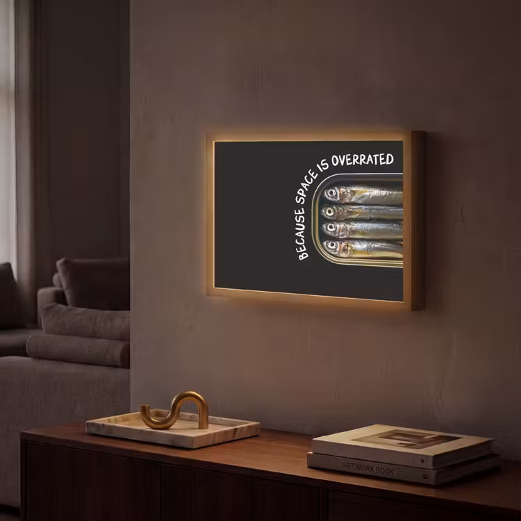 Sardines - Tekst - Vis - Blik Light Box met batterij (Wandlamp) middel -sfeer1