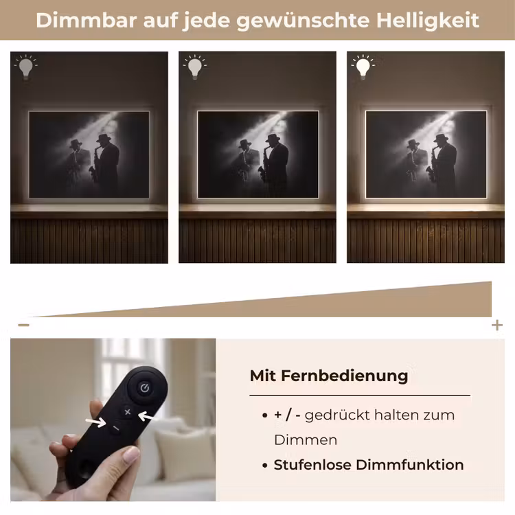 Saxofonisten - Hoeden - Rook - Licht Light Box met batterij (Wandlamp) middel -USP_dimbaarDE