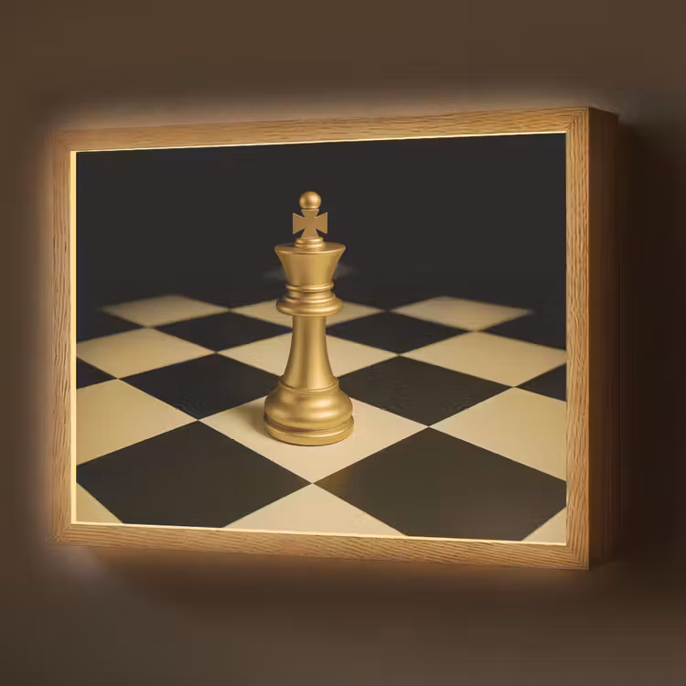 Schaakstuk - Koning - Schaakbord - Geblokt Light Box met batterij (Wandlamp) middel -z3d_website
