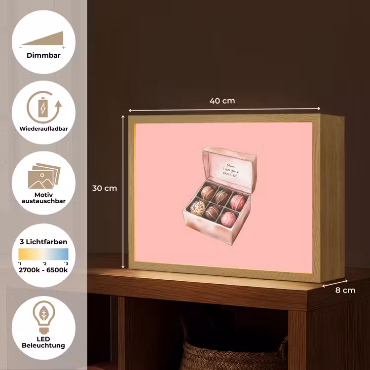 Doosje - Bonbons - Liefdevolle - Tekst Light Box met batterij (Wandlamp) middel -USP_websiteoverzichtDE