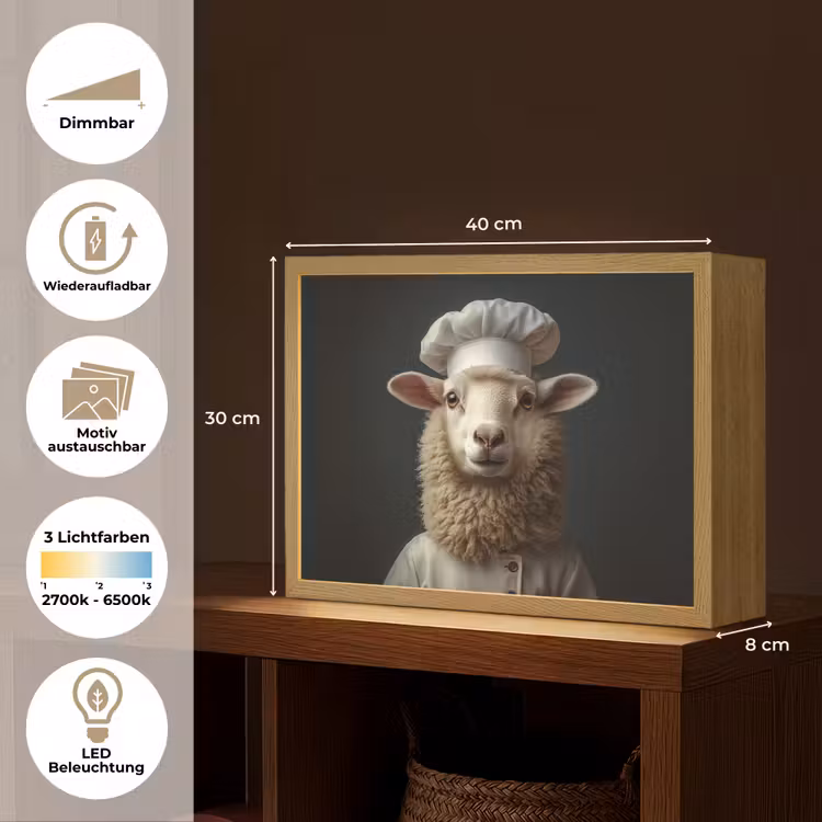 Schaap - Wol - Kok Light Box met batterij (Wandlamp) middel -USP_websiteoverzichtDE