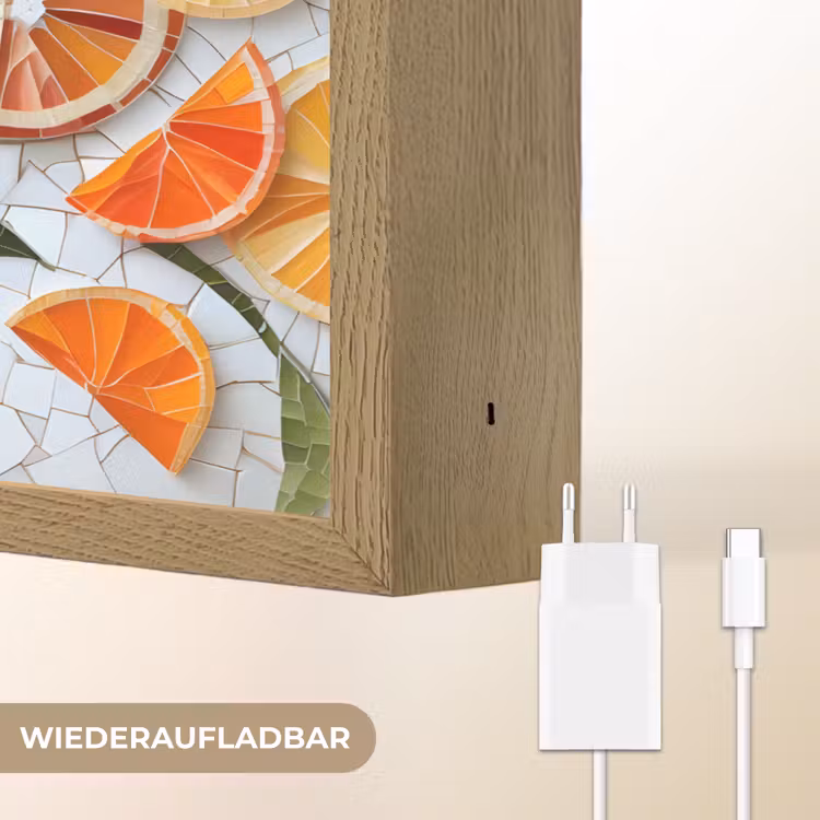 Schijfjes - Fruit - Oranje - Mozaïek Light Box met batterij (Wandlamp) middel -USP_websiteoplaadbaarDE