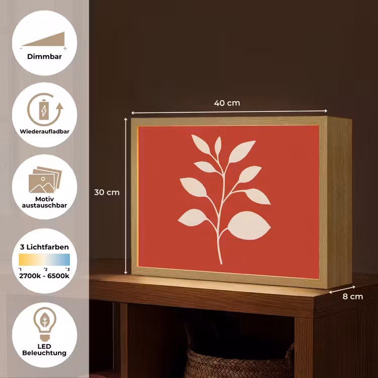 Silhouet - Bladeren - Tak Light Box met batterij (Wandlamp) middel -USP_websiteoverzichtDE