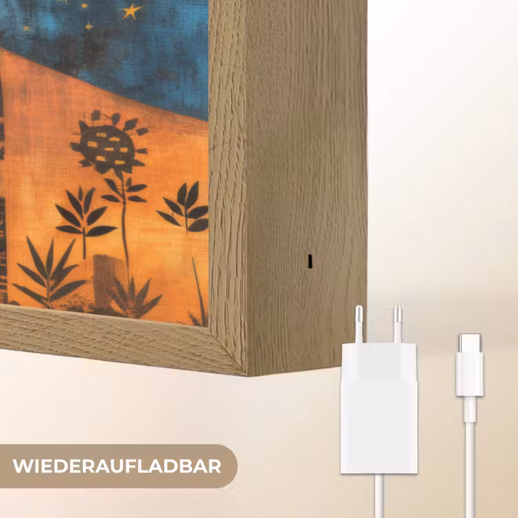 Silhouetten - Abstract - Zon - Maan Light Box met batterij (Wandlamp) middel -USP_websiteoplaadbaarDE
