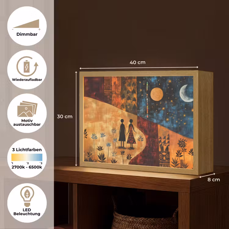 Silhouetten - Abstract - Zon - Maan Light Box met batterij (Wandlamp) middel -USP_websiteoverzichtDE
