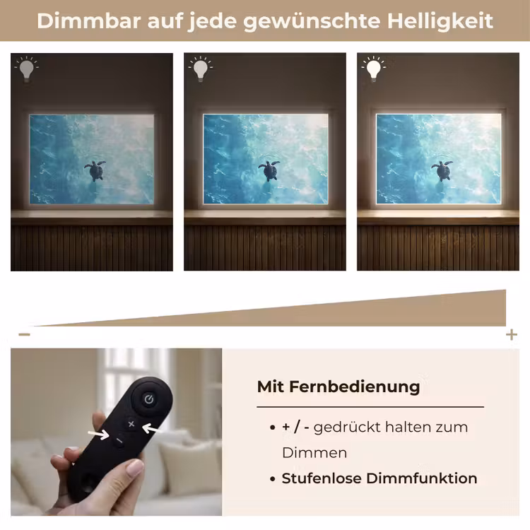 Schildpad - Zee - Blauw - Schittering Light Box met batterij (Wandlamp) middel -USP_dimbaarDE