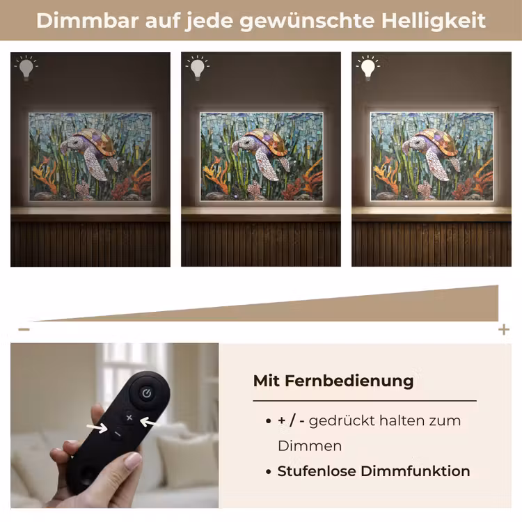 Schildpad - Zeewier - Mozaïek Light Box met batterij (Wandlamp) middel -USP_dimbaarDE