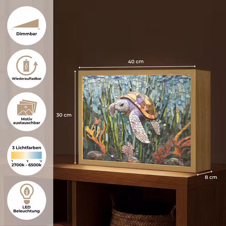 Schildpad - Zeewier - Mozaïek Light Box met batterij (Wandlamp) middel -USP_websiteoverzichtDE
