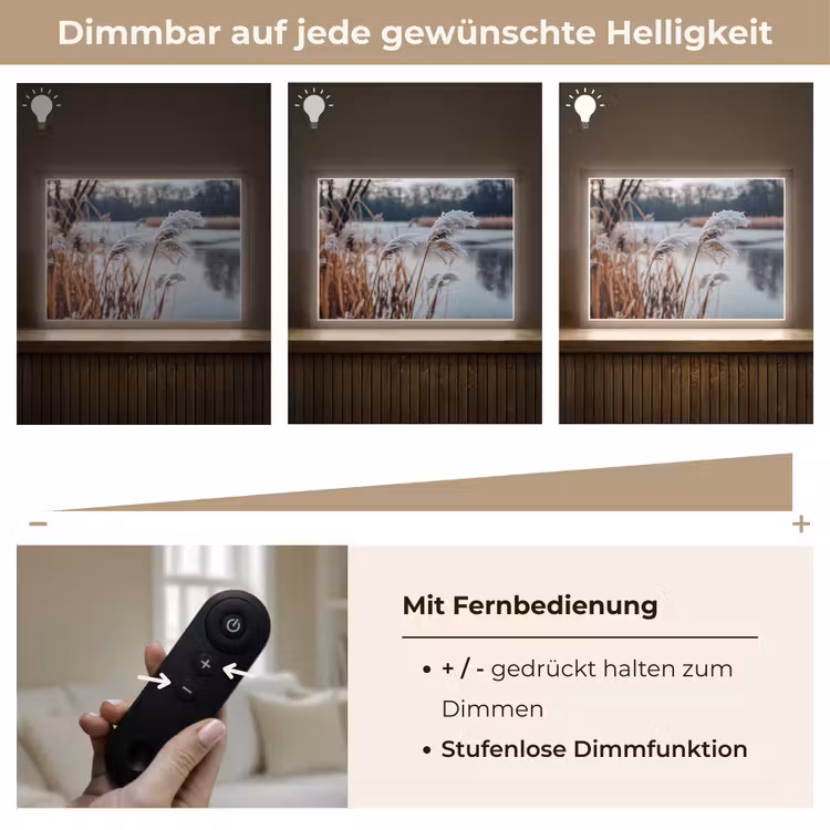 Riet - Gras - Natuur - Winter - Meer Light Box met batterij (Wandlamp) middel -USP_dimbaarDE