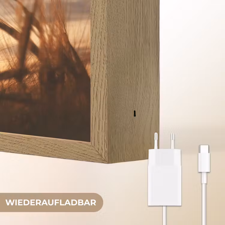 Riet - Gras - Zonsondergang - Natuur - Horizon Light Box met batterij (Wandlamp) middel -USP_websiteoplaadbaarDE