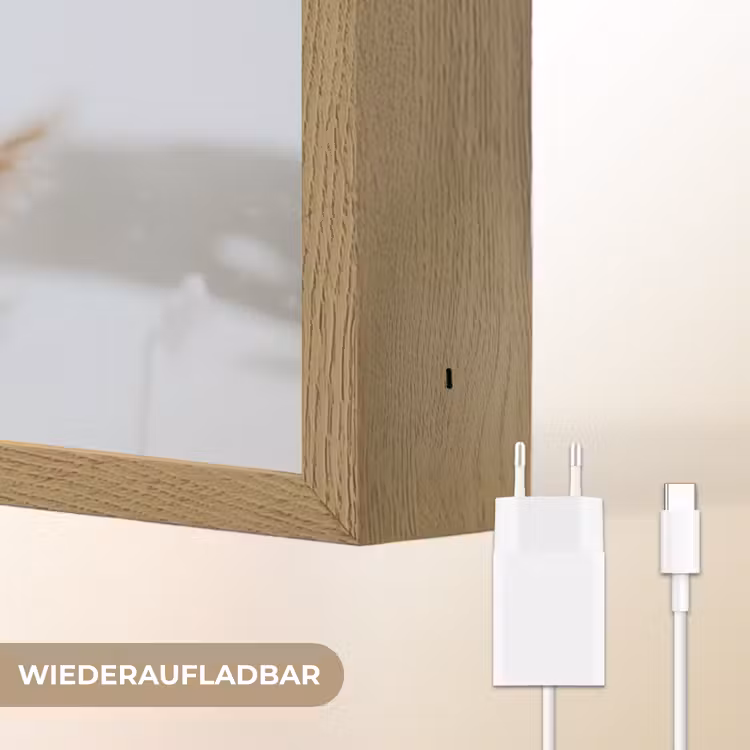 Riet - Meer - Winter - Natuur - Sneeuw - Beige Light Box met batterij (Wandlamp) middel -USP_websiteoplaadbaarDE