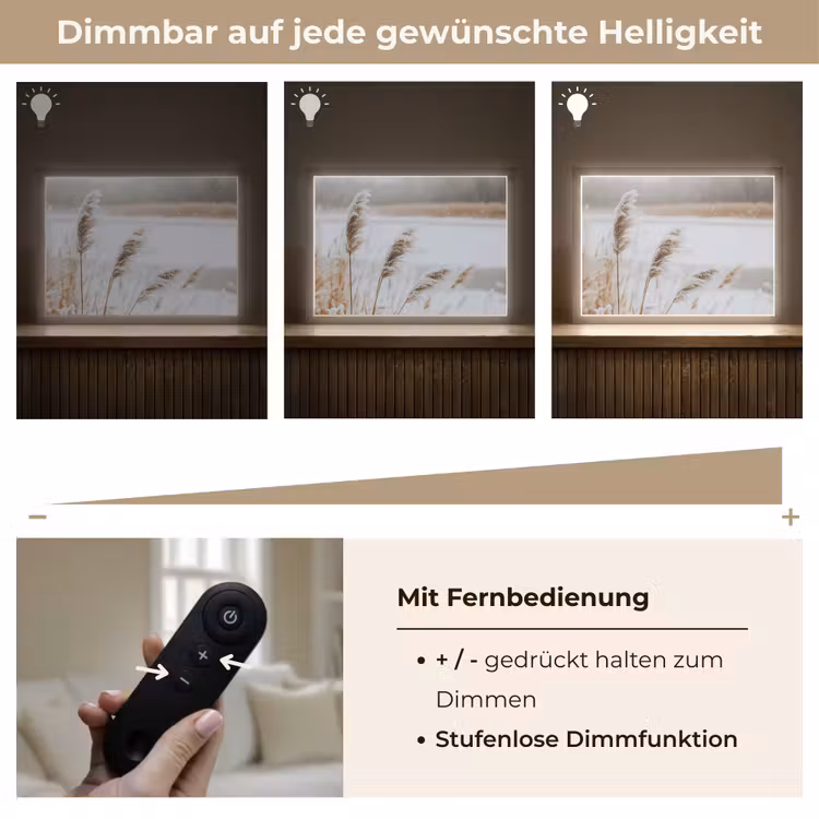 Riet - Meer - Winter - Natuur - Sneeuw - Beige Light Box met batterij (Wandlamp) middel -USP_dimbaarDE