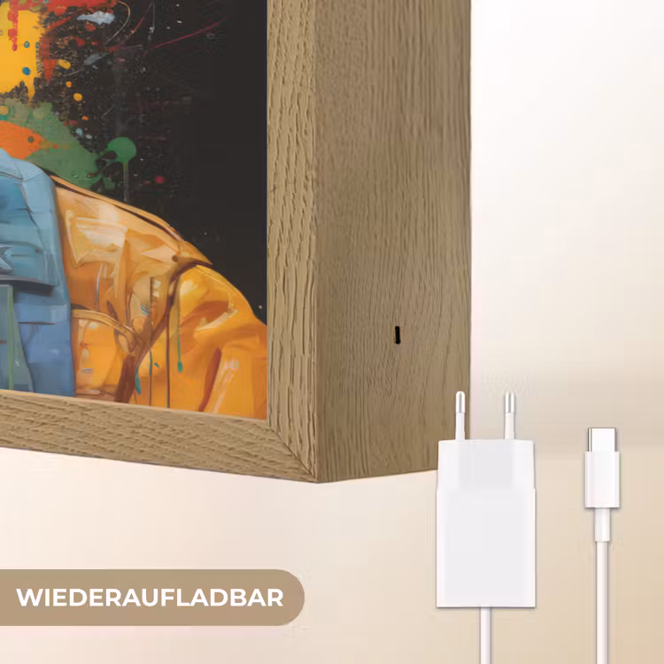 Chimpansee - Aap - dieren - Graffiti - Bril - Koptelefoon - Kleuren Light Box met batterij (Wandlamp) middel -USP_websiteoplaadbaarDE