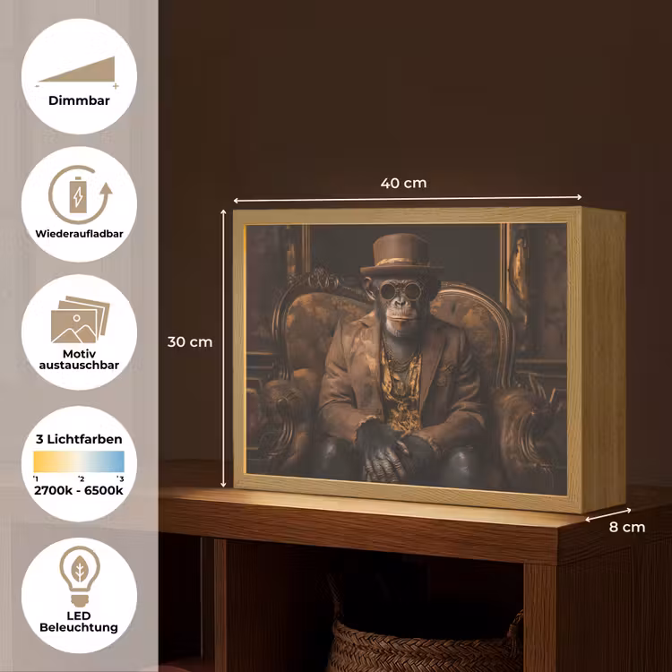 Chimpansee - Stoel - Pak - Bruin Light Box met batterij (Wandlamp) middel -USP_websiteoverzichtDE