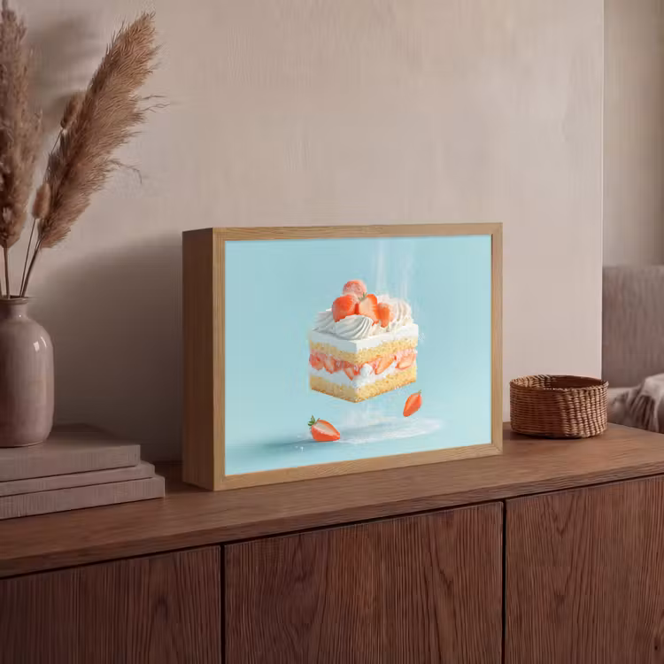 Slagroom - Taart - Blauw - Eten Light Box met batterij (Wandlamp) middel -sfeer2