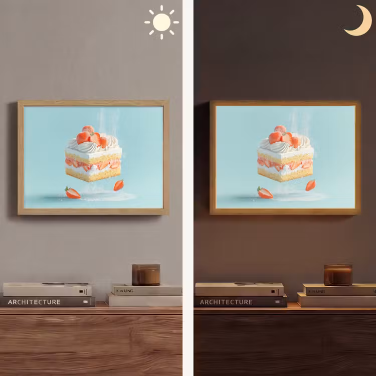 Slagroom - Taart - Blauw - Eten Light Box met batterij (Wandlamp) middel -sfeer3