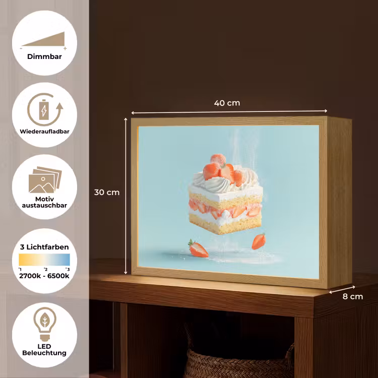 Slagroom - Taart - Blauw - Eten Light Box met batterij (Wandlamp) middel -USP_websiteoverzichtDE