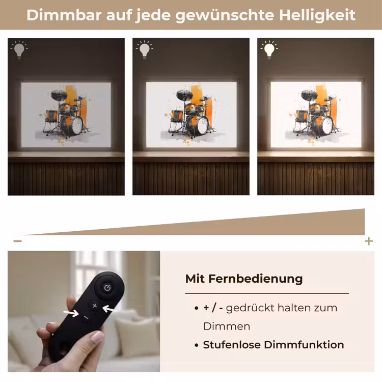Drumstel - Oranje - Zwart - Aquarelverf Light Box met batterij (Wandlamp) middel -USP_dimbaarDE