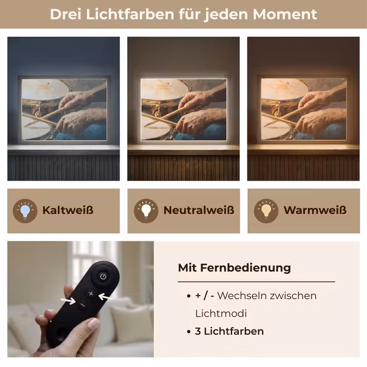 Drumstokken - Olieverf - Man Light Box met batterij (Wandlamp) middel -USP_lichtkleurDE