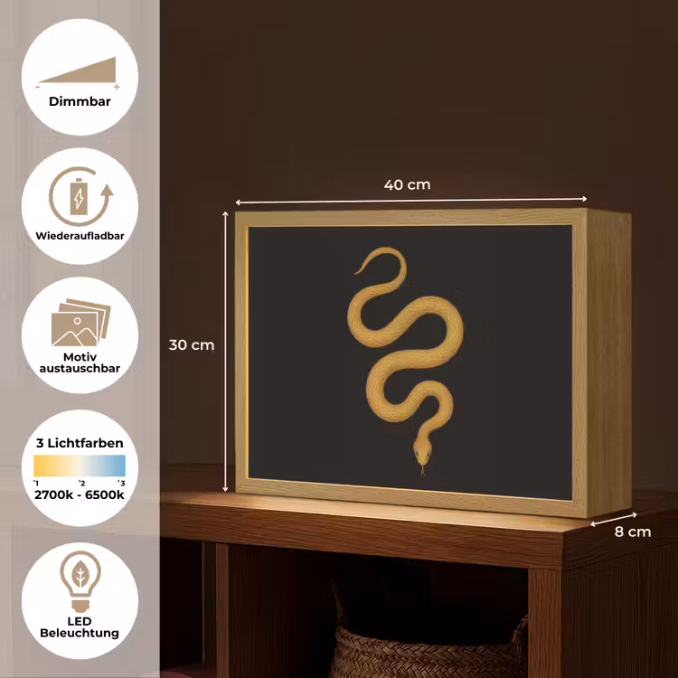 Slang - Minimalistisch - Goud Light Box met batterij (Wandlamp) middel -USP_websiteoverzichtDE