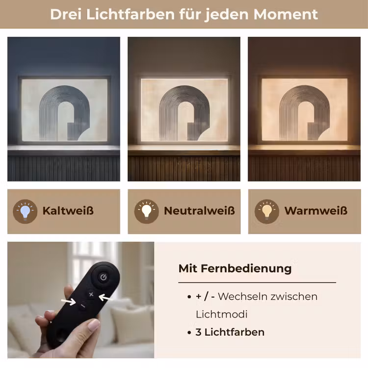 Boog - Strepen - Minimalistisch - Zwart Light Box met batterij (Wandlamp) middel -USP_lichtkleurDE